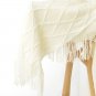 Battilo Geometric Pattered Printed Throw Blanket, White