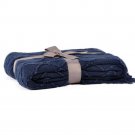 Battilo Knit Diamond Pattern Decorative Throw Blanket, 50" W By 60" L, Navy