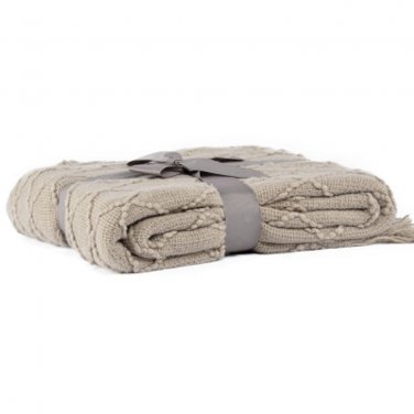 Battilo [Khaki]Knit Diamond Pattern Decorative Throw Blanket 50" by 60"