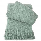 Battilo [Lake Green]Throw Blanket Textured Solid Soft Sofa Couch Decorative Knit Blanket, 51" x 59"