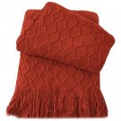 Battilo [Red]Throw Blanket Textured Solid Soft Sofa Couch Decorative Knit Blanket, 51" x 59"