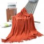 Battilo [Red]Throw Blanket Textured Solid Soft Sofa Couch Decorative Knit Blanket, 51" x 59"