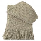 Battilo [Khaki]Throw Blanket Textured Solid Soft Sofa Couch Decorative Knit Blanket, 51" x 59"