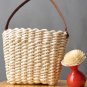 Battilo PU Handles Handmade Cornkin Basket Photography Props Creative Storage Decorative Wall Basket