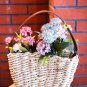 Battilo PU Handles Handmade Cornkin Basket Photography Props Creative Storage Decorative Wall Basket