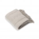 Battilo[Light Grey] Intricate Woven Throw Blanket with Raised Patterns and Tasseled End 50"x60"