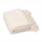 Battilo[Ivory] Intricate Woven Throw Blanket with Raised Patterns and Tasseled End 50"x60"