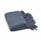 Battilo[Navy] Intricate Woven Throw Blanket with Raised Patterns and Tasseled End 50"x60"