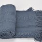 Battilo[Navy] Intricate Woven Throw Blanket with Raised Patterns and Tasseled End 50"x60"