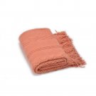Battilo[Salmon] Intricate Woven Throw Blanket with Raised Patterns and Tasseled End 50"x60"