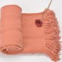 Battilo[Salmon] Intricate Woven Throw Blanket with Raised Patterns and Tasseled End 50"x60"