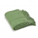 Battilo[Green] Intricate Woven Throw Blanket with Raised Patterns and Tasseled End 50"x60"