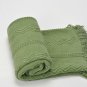 Battilo[Green] Intricate Woven Throw Blanket with Raised Patterns and Tasseled End 50"x60"
