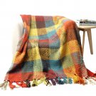 Battilo Cross Woven Fun Colors checked pattern throw blanket with Tasseled Ends 60"x50"