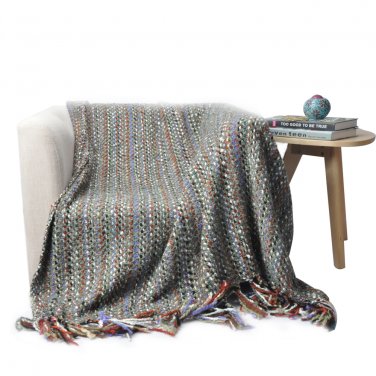 Battilo Stippled Stria Multi-Color Decorative Woven Throw and Blankets for Sofa/Couch - 49"x 51"