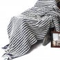 Battilo Navy and White Chain Link and cable Knit Fashion Throw Blanket 60" x 50"