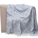 Battilo (Light blue)Soft Knitted Quatrefoil Accent Geometric Patterns Throw Blanket, 50" W x 60" L