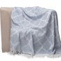 Battilo (Light blue)Soft Knitted Quatrefoil Accent Geometric Patterns Throw Blanket, 50" W x 60" L