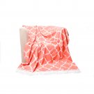 Battilo (orange-red)Soft Knitted Quatrefoil Accent Geometric Patterns Throw Blanket, 50" W x 60" L