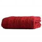 Battilo [Red]Luxury Cable Knit Throw Blanket, 50" W x 70" L