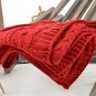 Battilo [Red]Luxury Cable Knit Throw Blanket, 50" W x 70" L