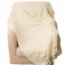 Battilo[ White]Textured Cross Knit Throw Blanket With Fun Bright Colors and Tasseled Ends, 60" x 50"