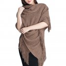 Battilo [Brown]Solid Color Scarf with Tassel Air Conditioning Shawl Photographic Blanket
