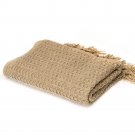 Battilo [Beige]Solid Color Scarf with Tassel Air Conditioning Shawl Photographic Blanket