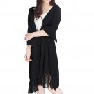 Battilo [Black]Solid Color Scarf with Tassel Air Conditioning Shawl Photographic Blanket