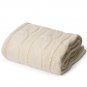 Battilo [Cream]Soft Knitted Dual Cable Throw Blanket, 50" W x 60" L