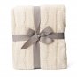 Battilo [Cream]Soft Knitted Dual Cable Throw Blanket, 50" W x 60" L