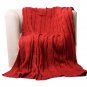 Battilo [Red]Soft Knitted Dual Cable Throw Blanket, 50" W x 60" L