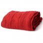 Battilo [Red]Soft Knitted Dual Cable Throw Blanket, 50" W x 60" L