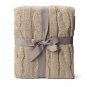 Battilo [Khaki]Soft Knitted Dual Cable Throw Blanket, 50" W x 60" L