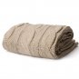 Battilo [Khaki]Soft Knitted Dual Cable Throw Blanket, 50" W x 60" L