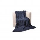 Battilo [Navy]Soft Knitted Dual Cable Throw Blanket, 50" W x 60" L