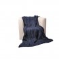 Battilo [Navy]Soft Knitted Dual Cable Throw Blanket, 50" W x 60" L
