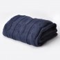 Battilo [Navy]Soft Knitted Dual Cable Throw Blanket, 50" W x 60" L