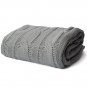Battilo [Grey]Soft Knitted Dual Cable Throw Blanket, 50" W x 60" L