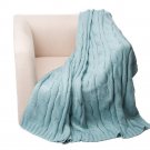 Battilo [Pale blue]Soft Knitted Dual Cable Throw Blanket, 50" W x 60" L