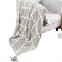 Battilo Soft Knitted Geometric Patterns with Tassel Knot Throw Blanket, 50" by 60"