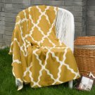 Battilo Soft Knitted Geometric Patterns Throw Blanket, 50" W x 60" L, Mustard