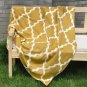 Battilo Soft Knitted Geometric Patterns Throw Blanket, 50" W x 60" L, Mustard