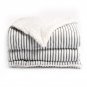 Battilo ãGrayãStriped Super Fluffy Reversible Sherpa Throw Blanket 83"x94"