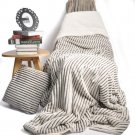Battilo 【Brown】Striped Super Fluffy Reversible Sherpa Throw Blanket 51"x59"