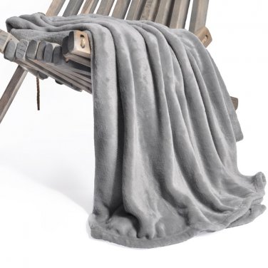 Battilo(Silver)Flannel Fleece Lightweight Cozy Plush Microfiber Solid Blanket 150X200cm