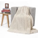 Battilo (White)Sequin Soft Cable Knit Luxury Chenille Throw Blanket, 50" W x 60" L