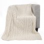 Battilo (White)Sequin Soft Cable Knit Luxury Chenille Throw Blanket, 50" W x 60" L