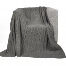 Battilo (Grey)Sequin Soft Cable Knit Luxury Chenille Throw Blanket, 50" W x 60" L