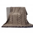 Battilo Cable Knitted Luxury Chenille Throw Blanket with Faux Fur Serging on Both Ends, 50" x 60"